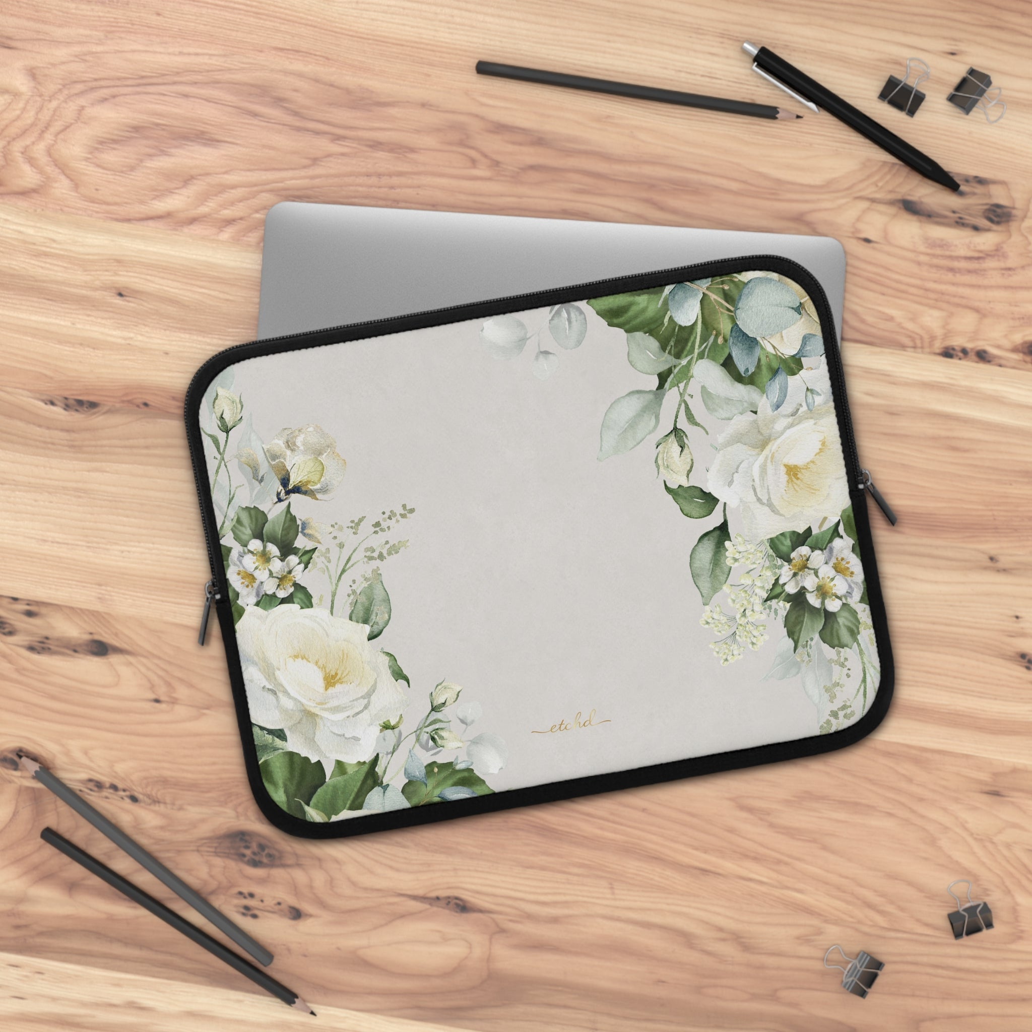 White Roses Laptop Sleeve by etchd, view 5
