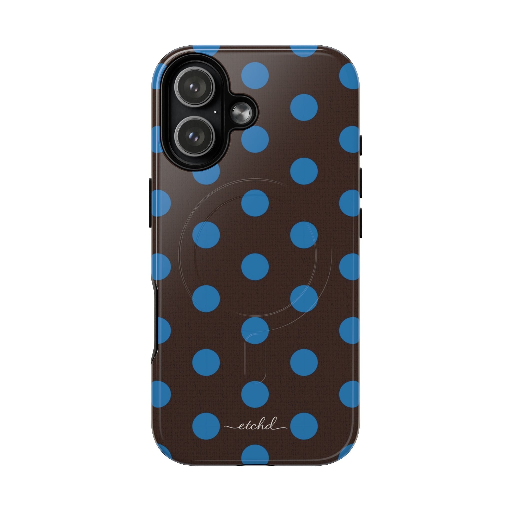 Cerulean & Espresso Polka Dot Magnetic Phone Case by etchd, view 25