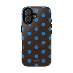 Cerulean & Espresso Polka Dot Magnetic Phone Case by etchd, view 25