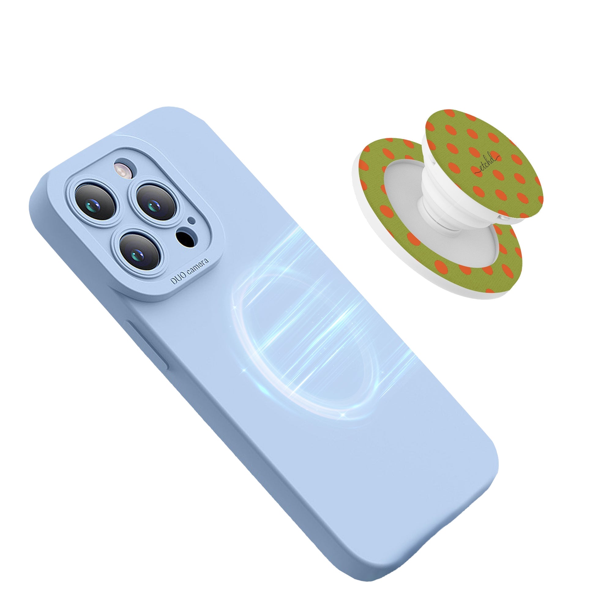Persimmon And Wasabi Polka Dot Phone Grip And Stand by etchd, view 8