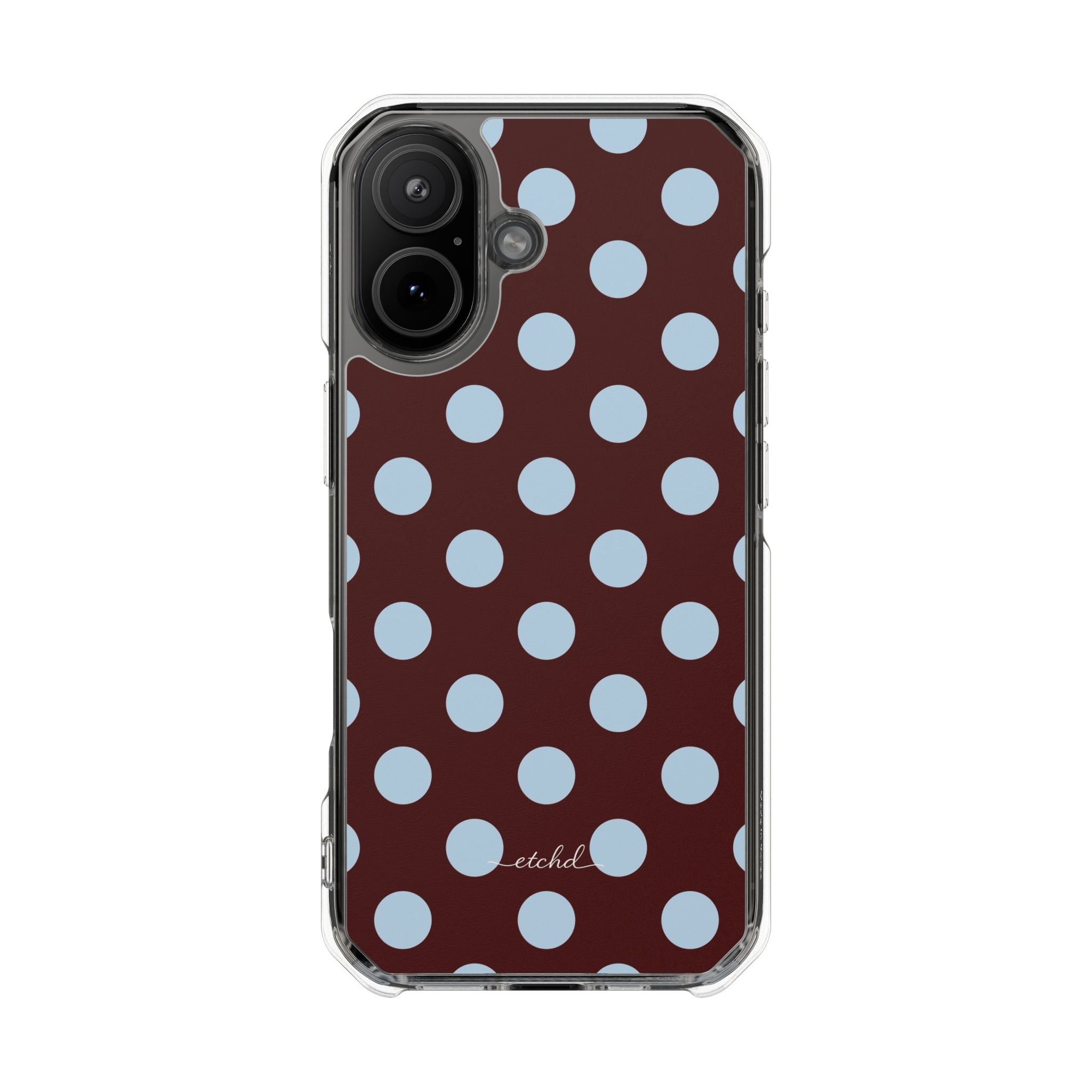 Cherry & Blue Polka Dot Clear Magnetic Phone Case by etchd, view 13