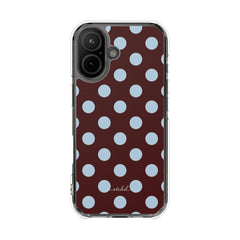 Cherry & Blue Polka Dot Clear Magnetic Phone Case by etchd, view 13