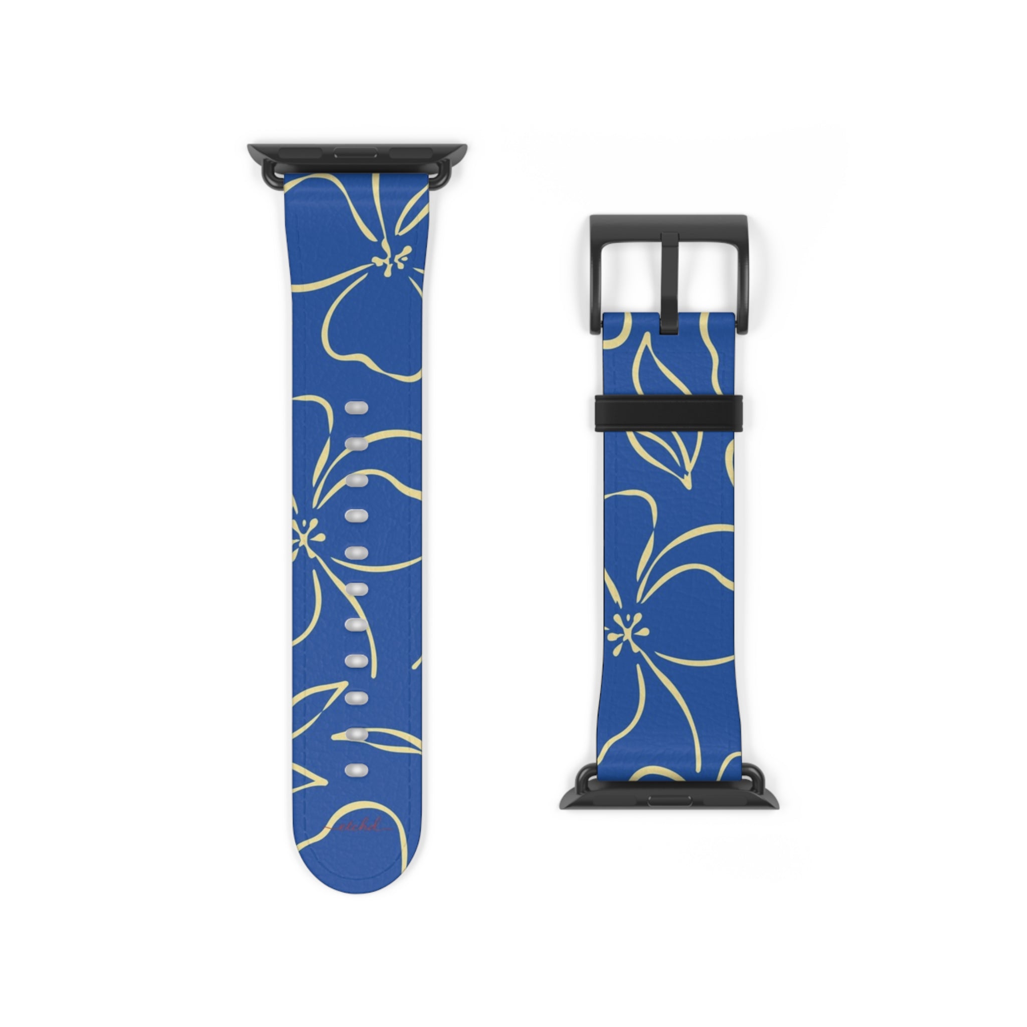 Cobalt & Butter Floral Smartwatch Strap by etchd, view 9