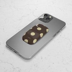 Brown And Butter Yellow Polka Dot Click-On Phone Grip by etchd, view 5