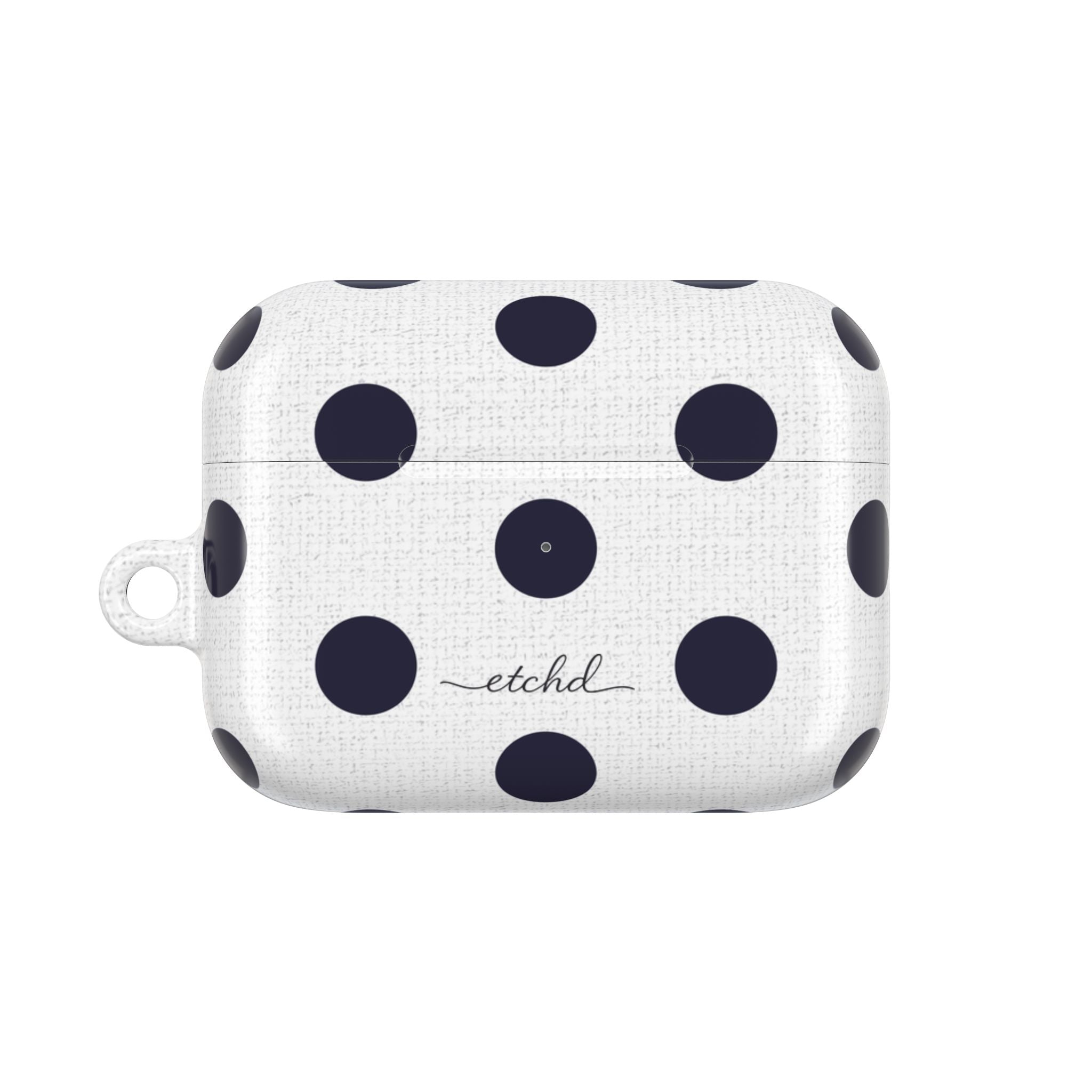 Navy & White Polka Dot AirPod Case by etchd, view 2