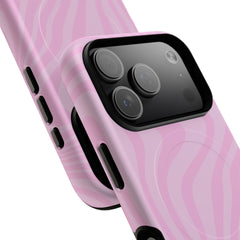Pink Curved Lines Magnetic Phone Case by etchd, view 100