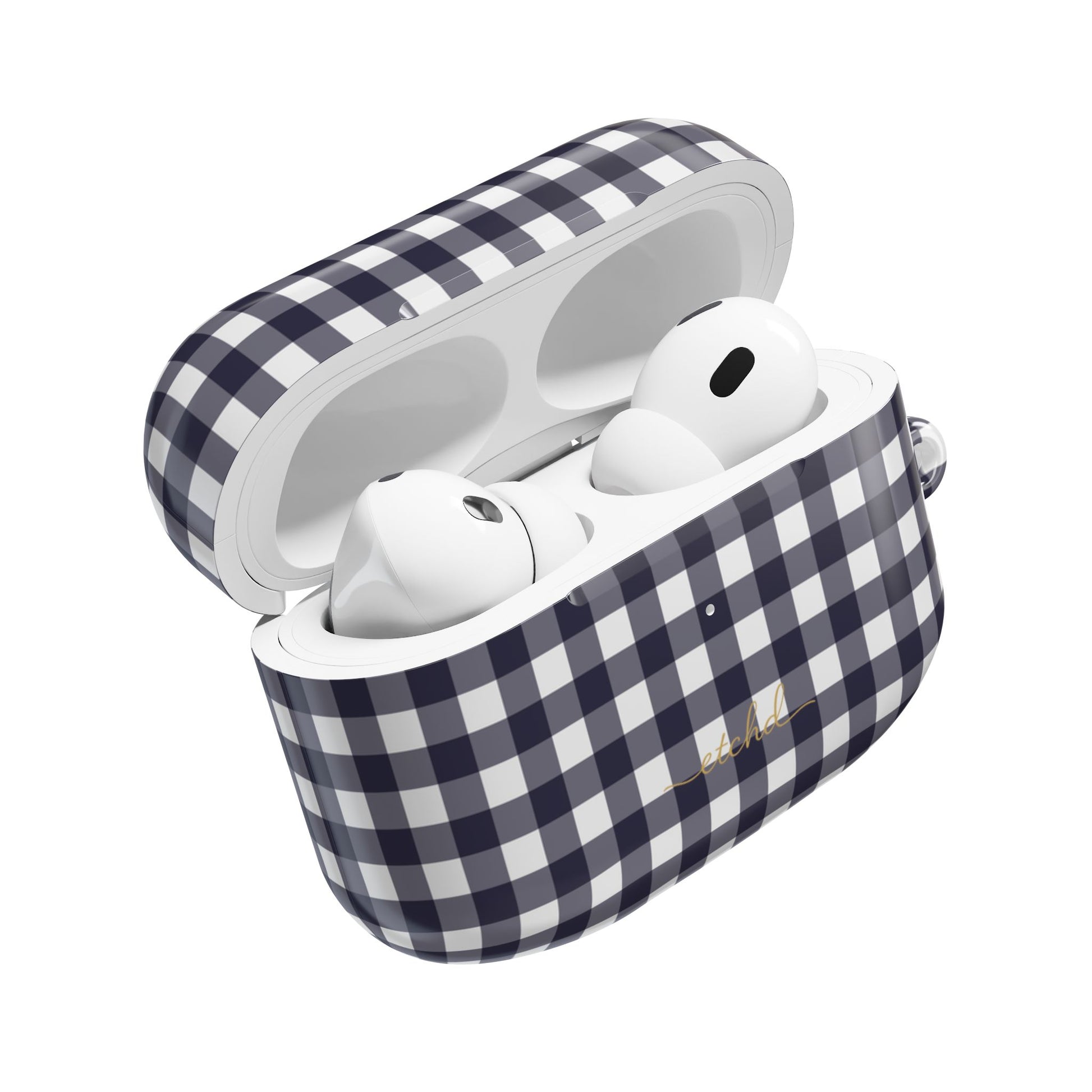White & Navy Gingham AirPod Case by etchd, view 9