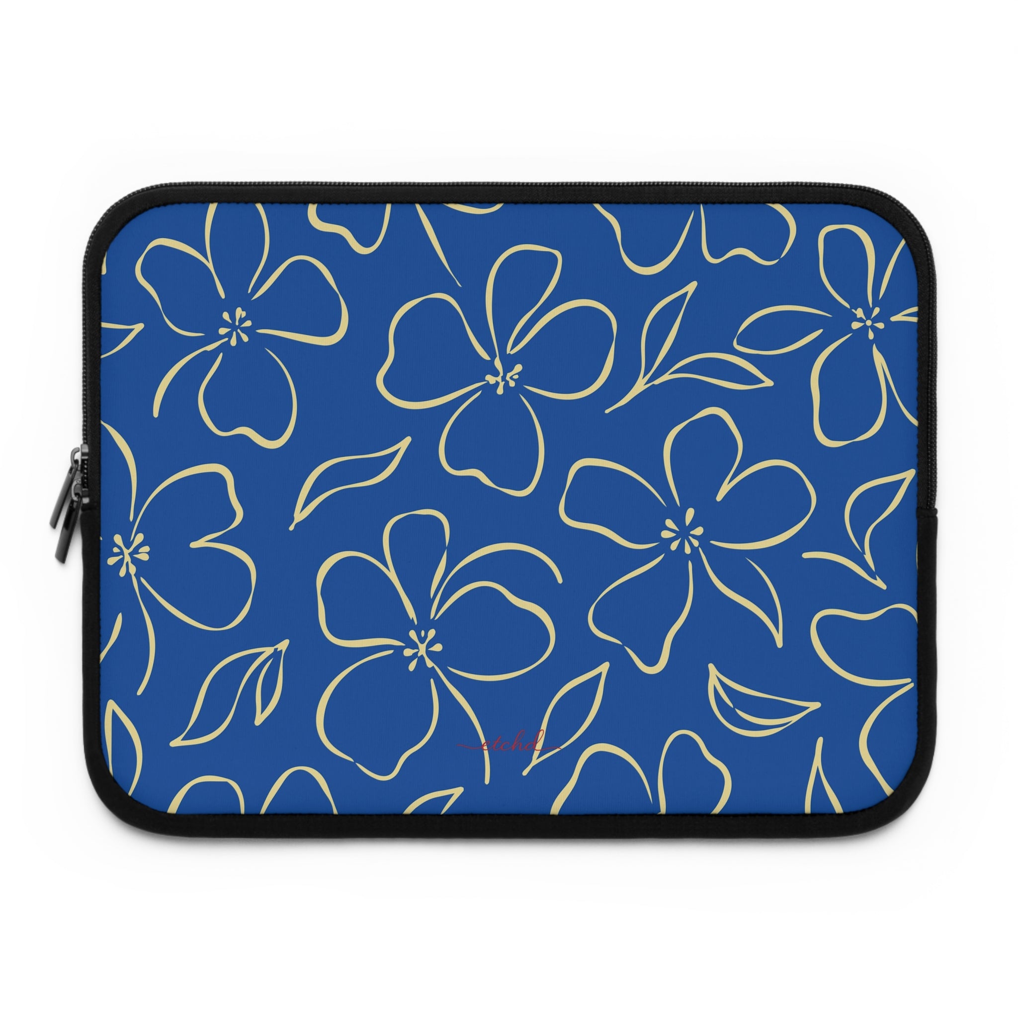 Cobalt & Butter Floral Laptop Sleeve by etchd