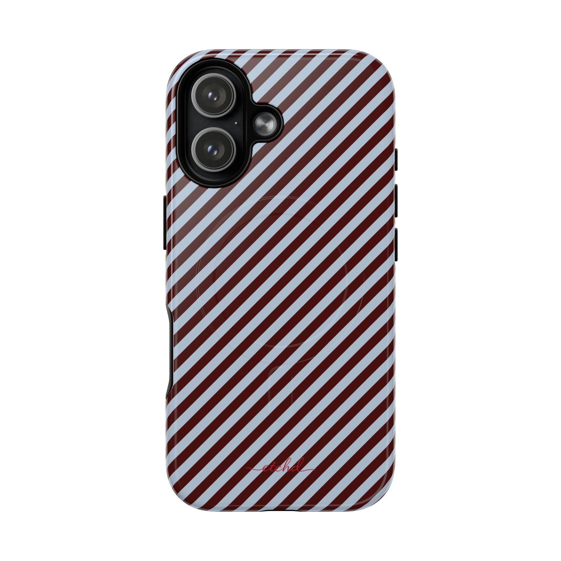 Blue & Cherry Striped Diagonal Magnetic Phone Case by etchd, view 25