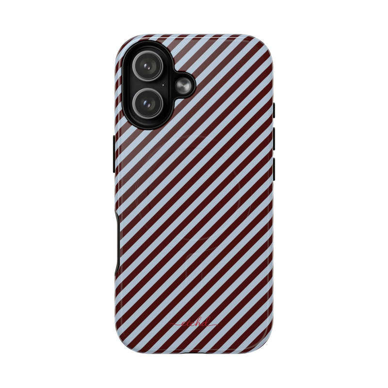 Blue & Cherry Striped Diagonal Magnetic Phone Case by etchd, view 25
