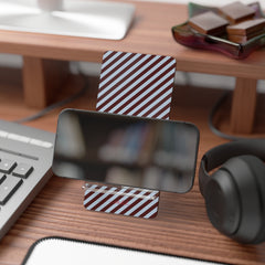 Blue & Cherry Striped Diagonal Phone Stand by etchd, view 4