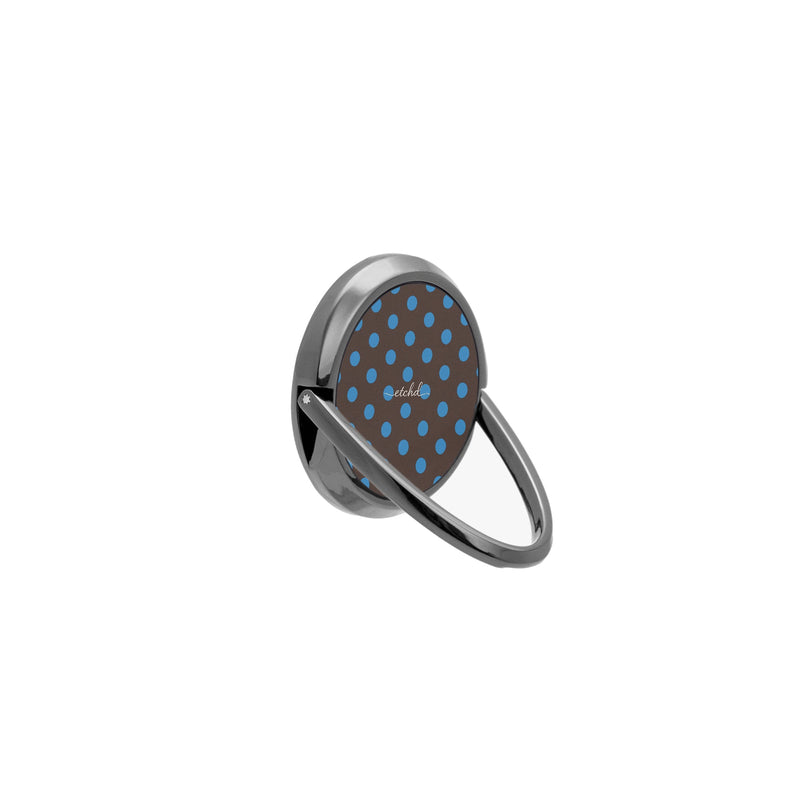 Cerulean And Espresso Polka Dot Phone Ring Holder-zoom-