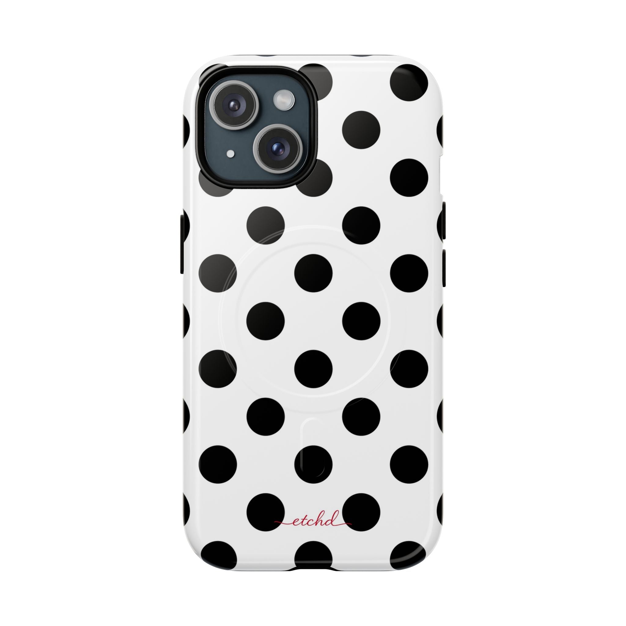 Black & White Polka Dot Magnetic Phone Case by etchd, view 2