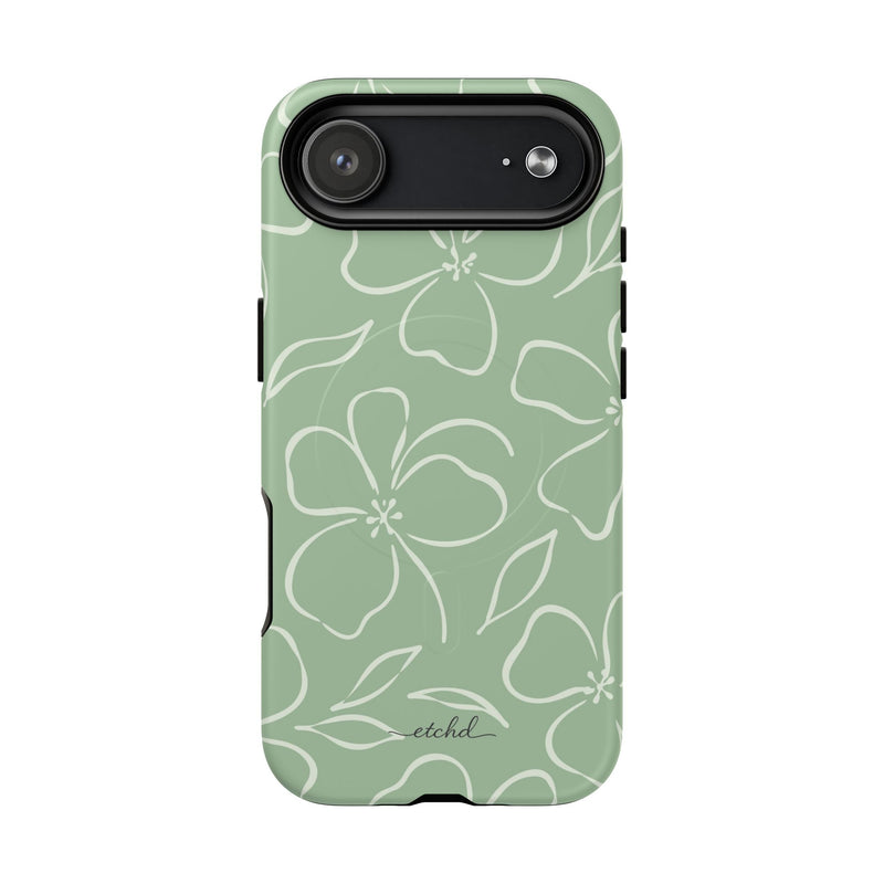 Sage & Cream Floral Magnetic Phone Case by etchd, view 99