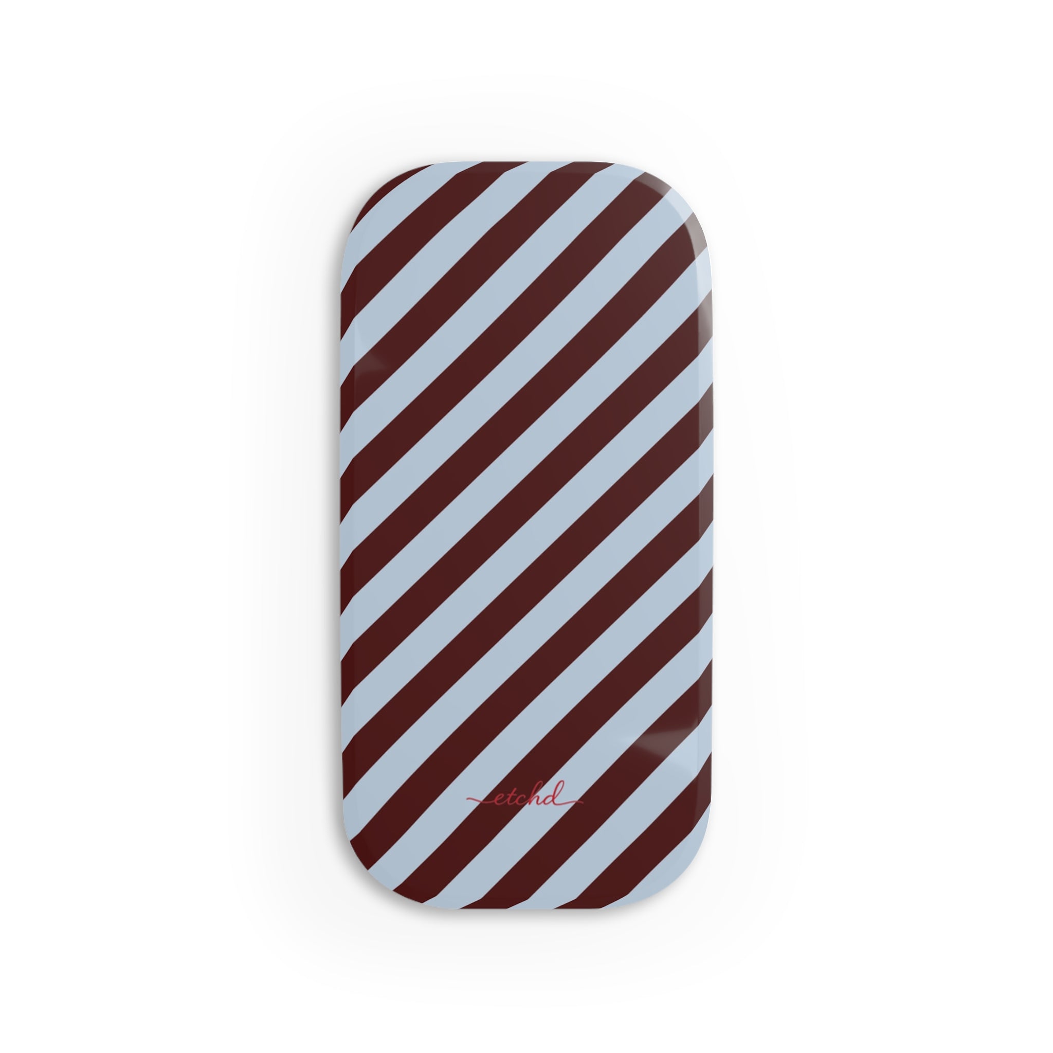 Blue & Cherry Striped Diagonal Click-On Phone Grip by etchd