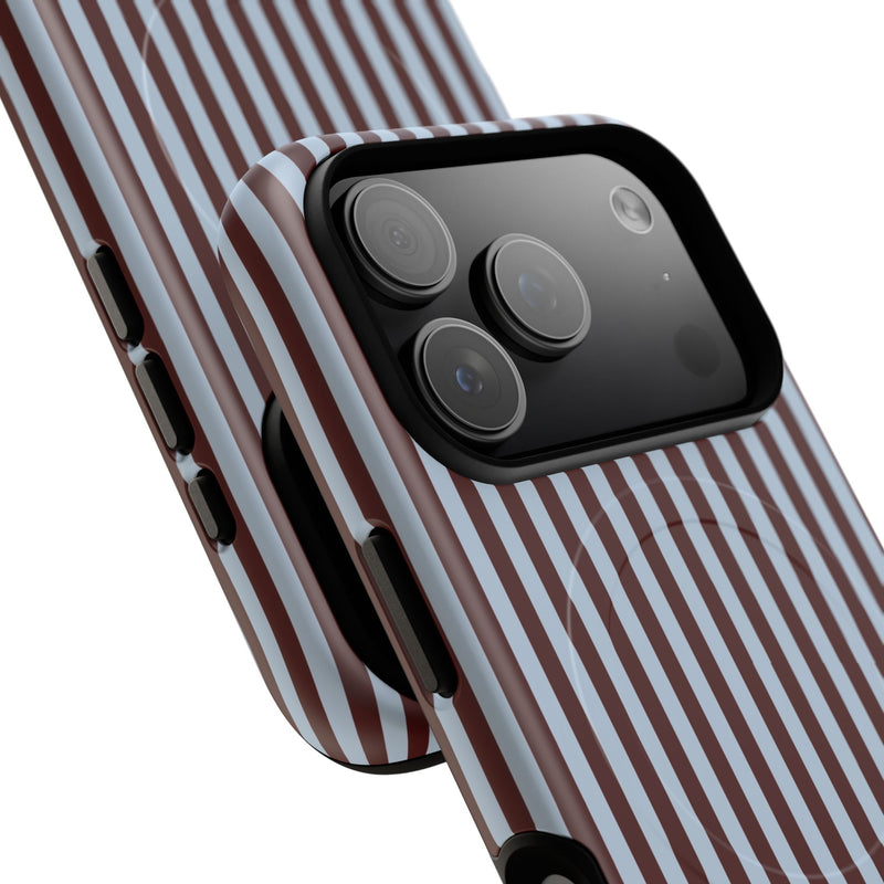Blue & Cherry Striped Magnetic Phone Case by etchd, view 100
