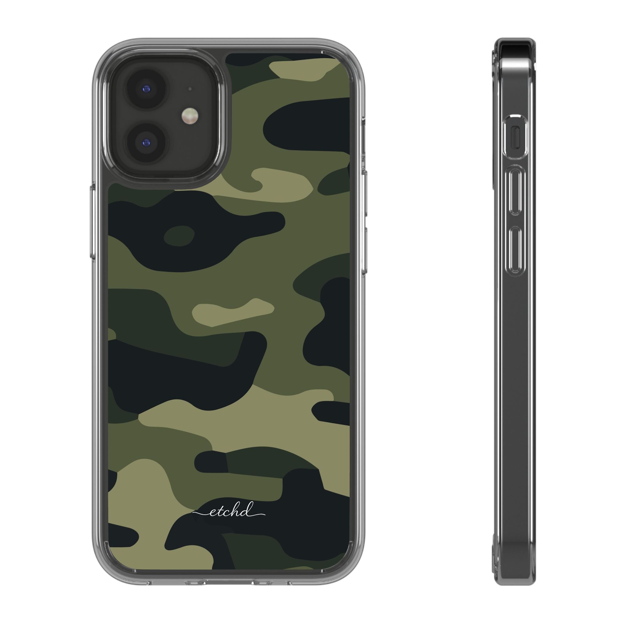 Green Camo Clear Phone Case by etchd, view 2