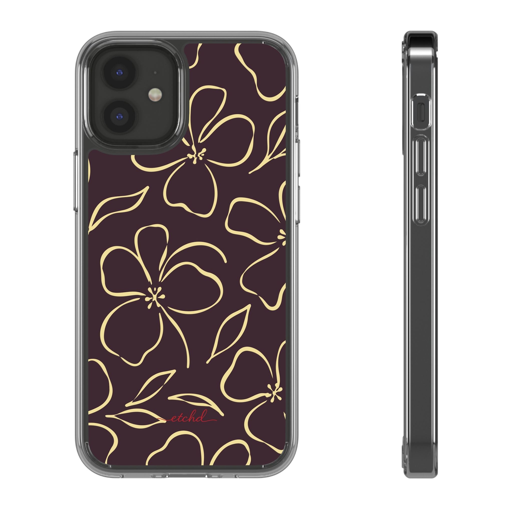 Plum & Butter Floral Funda transparente para móvil de etchd, vista 2