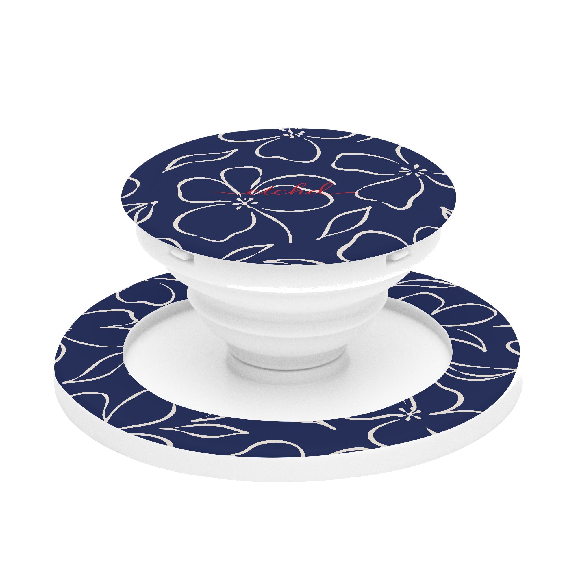 Navy & Cream Floral Phone Grip And Stand by etchd