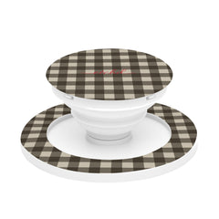 Cream & Brown Gingham Phone Grip And Stand by etchd