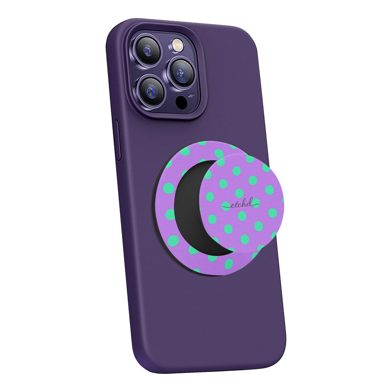 Hypermint And Lilac Polka Dot Phone Grip And Stand-zoom-
