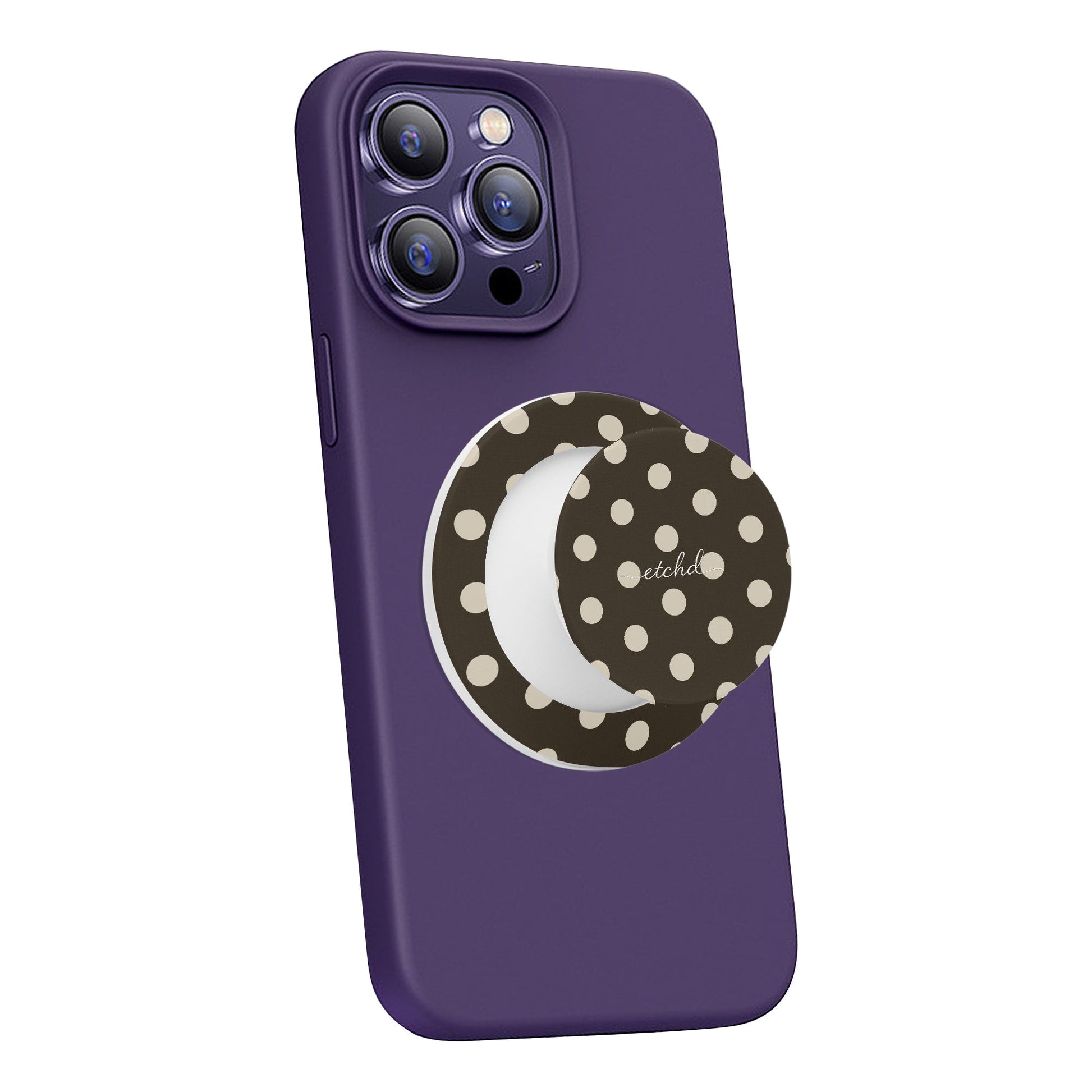 Cream & Brown Polka Dot Phone Grip And Stand by etchd, view 7