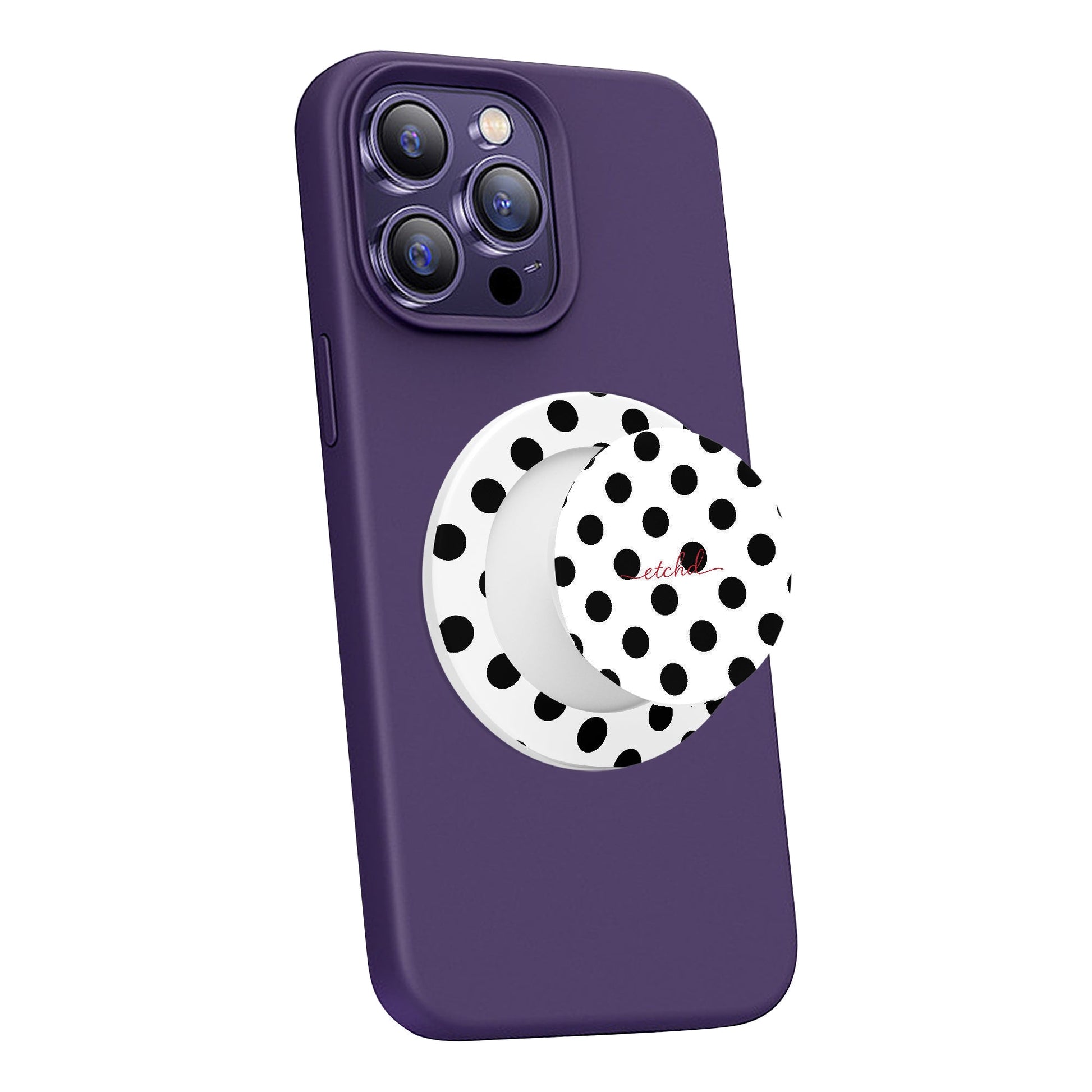 Black & White Polka Dot Phone Grip And Stand by etchd, view 7