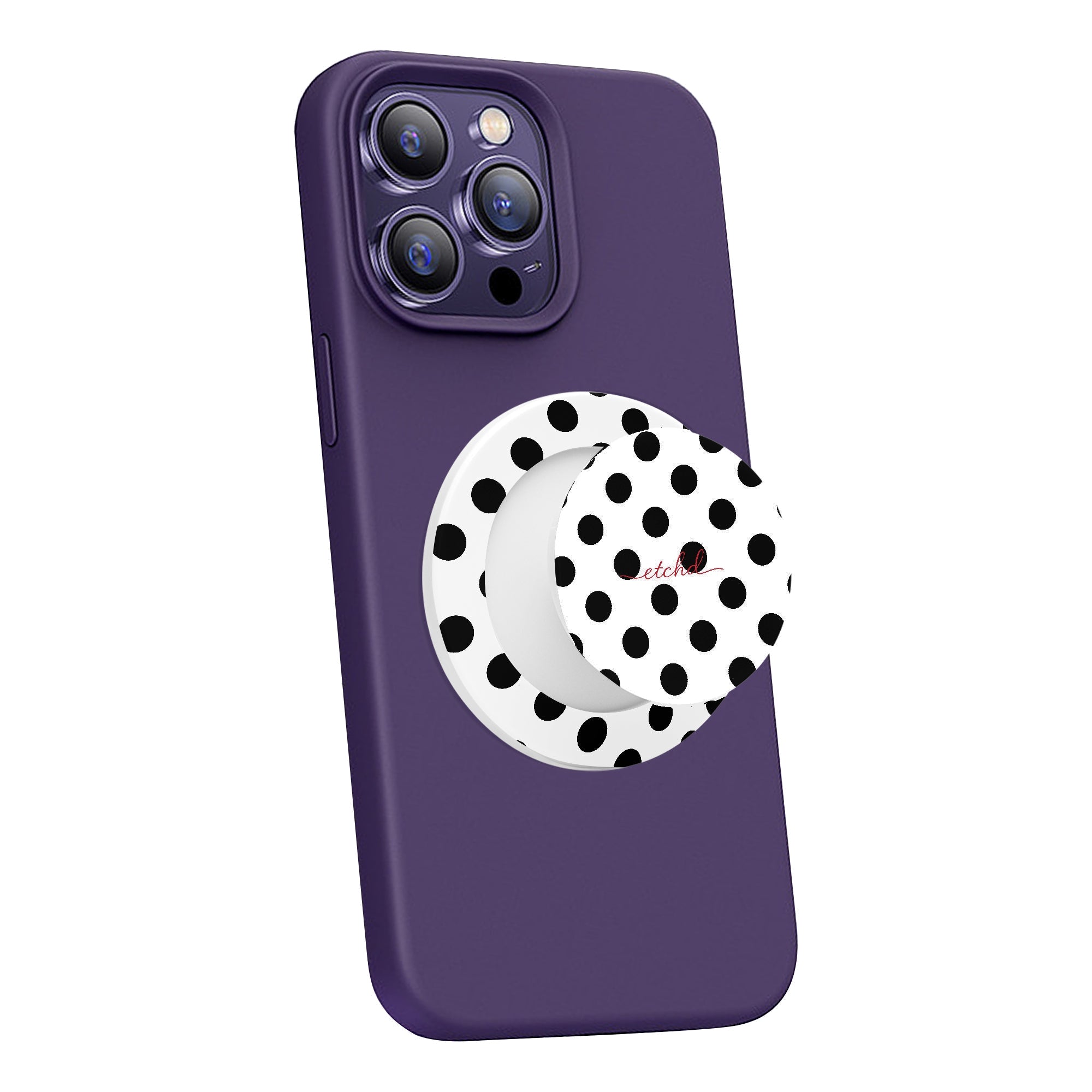 Black & White Polka Dot Phone Grip And Stand by etchd, view 7