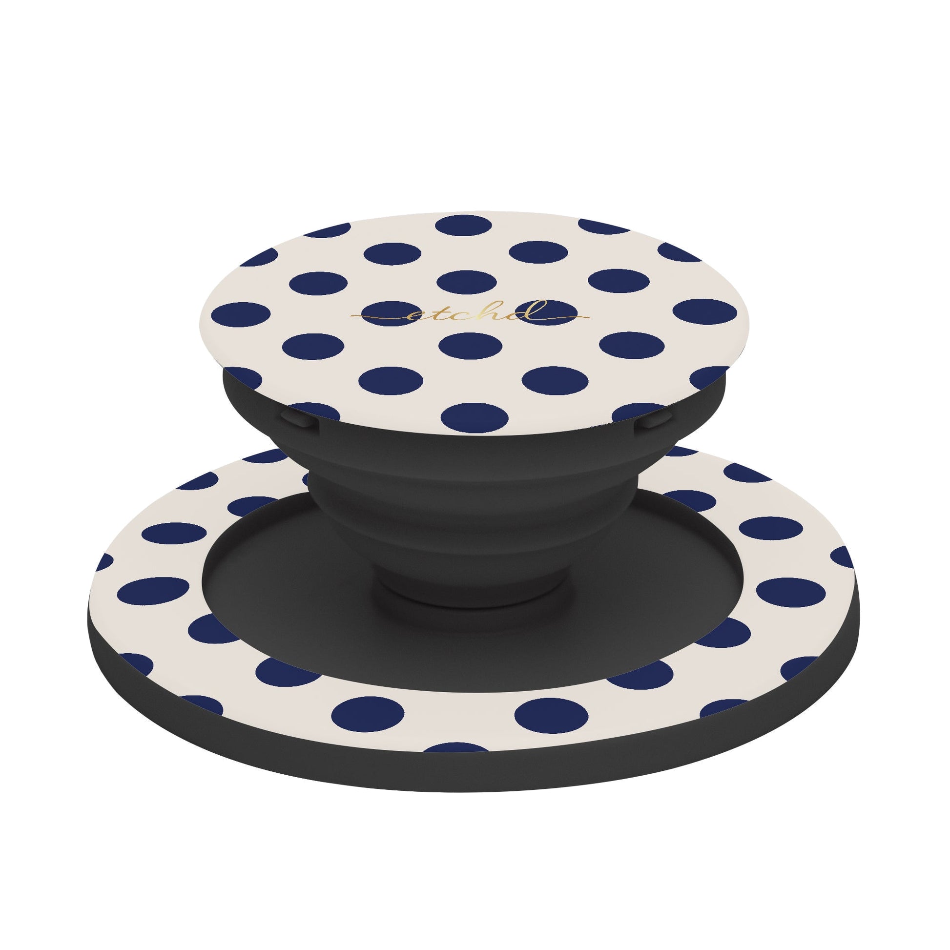 Navy & Cream Polka Dot Phone Grip And Stand by etchd, view 6