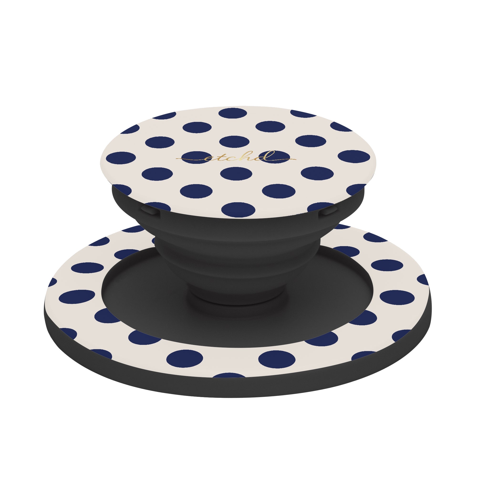 Navy & Cream Polka Dot Phone Grip And Stand by etchd, view 6