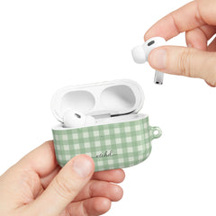 Sage & Cream Gingham AirPod Case by etchd, view 11
