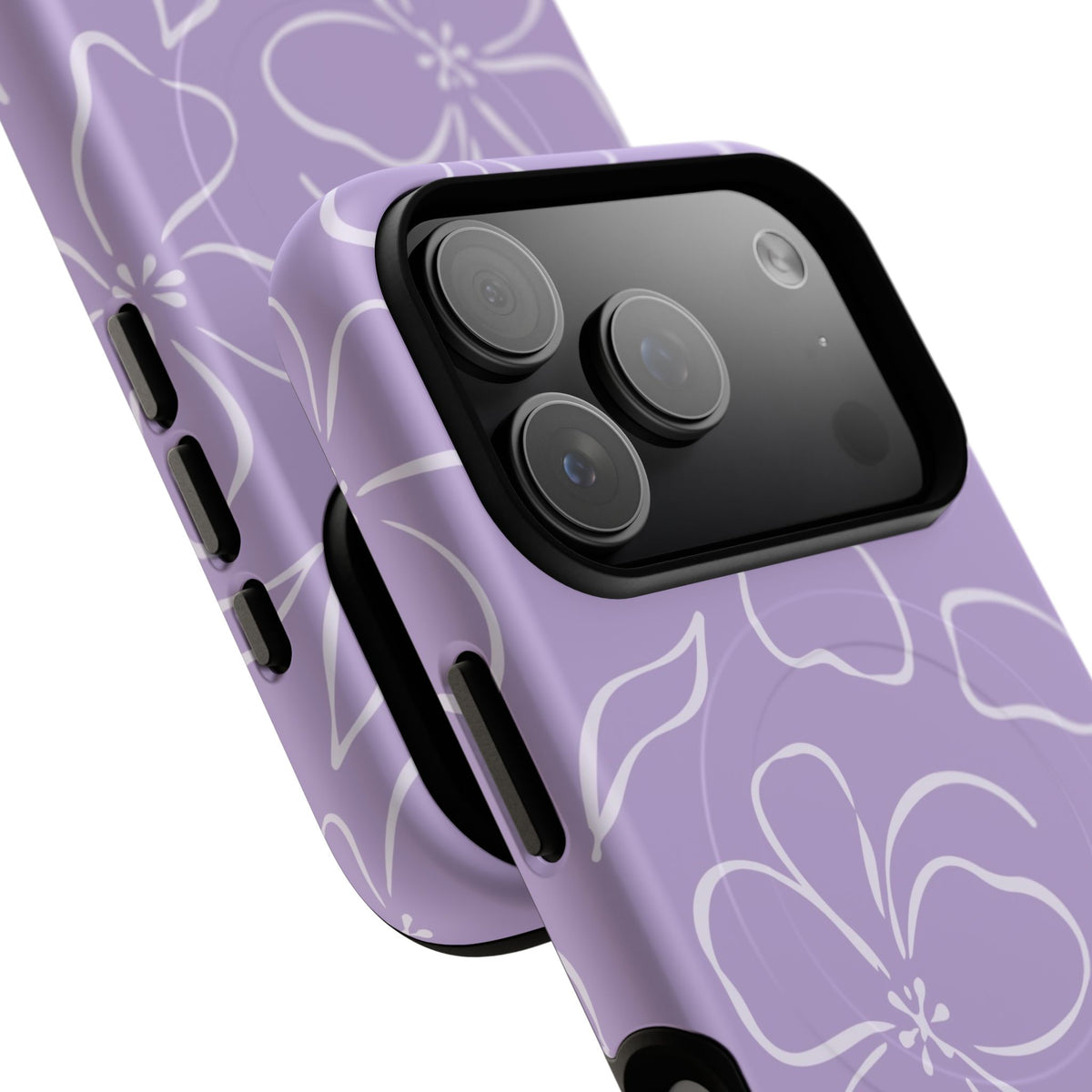 Lilac & Cream Floral Magnetic Phone Case by etchd, view 100