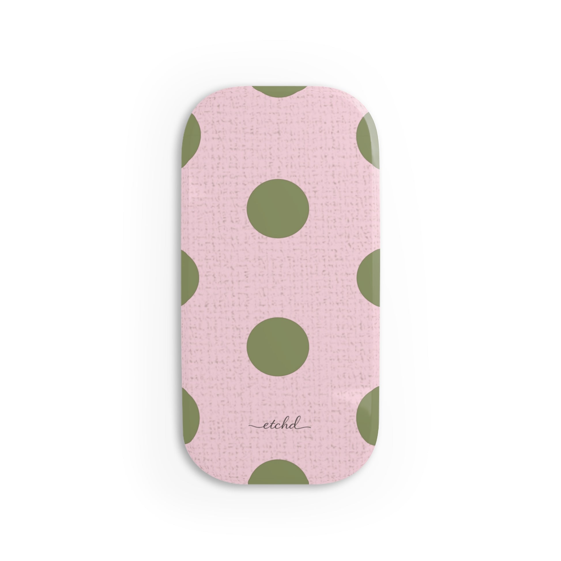 Green And Pink Polka Dot Click-On Phone Grip by etchd
