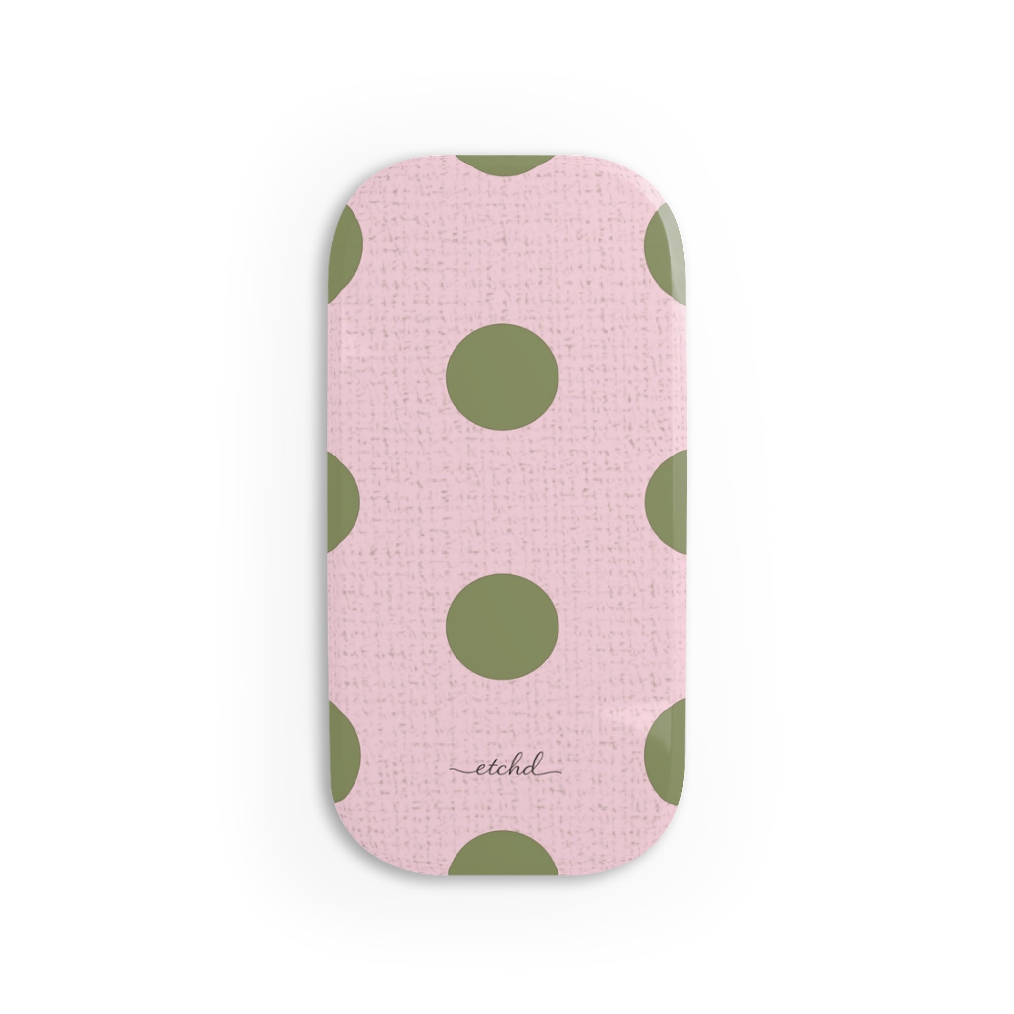 Green And Pink Polka Dot Click-On Phone Grip by etchd