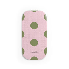 Green And Pink Polka Dot Click-On Phone Grip by etchd