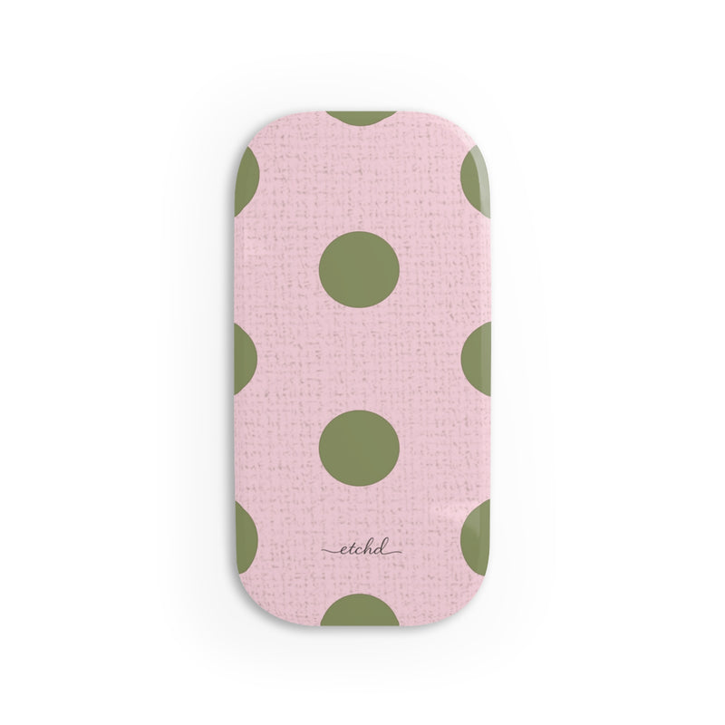Green And Pink Polka Dot Click-On Phone Grip by etchd