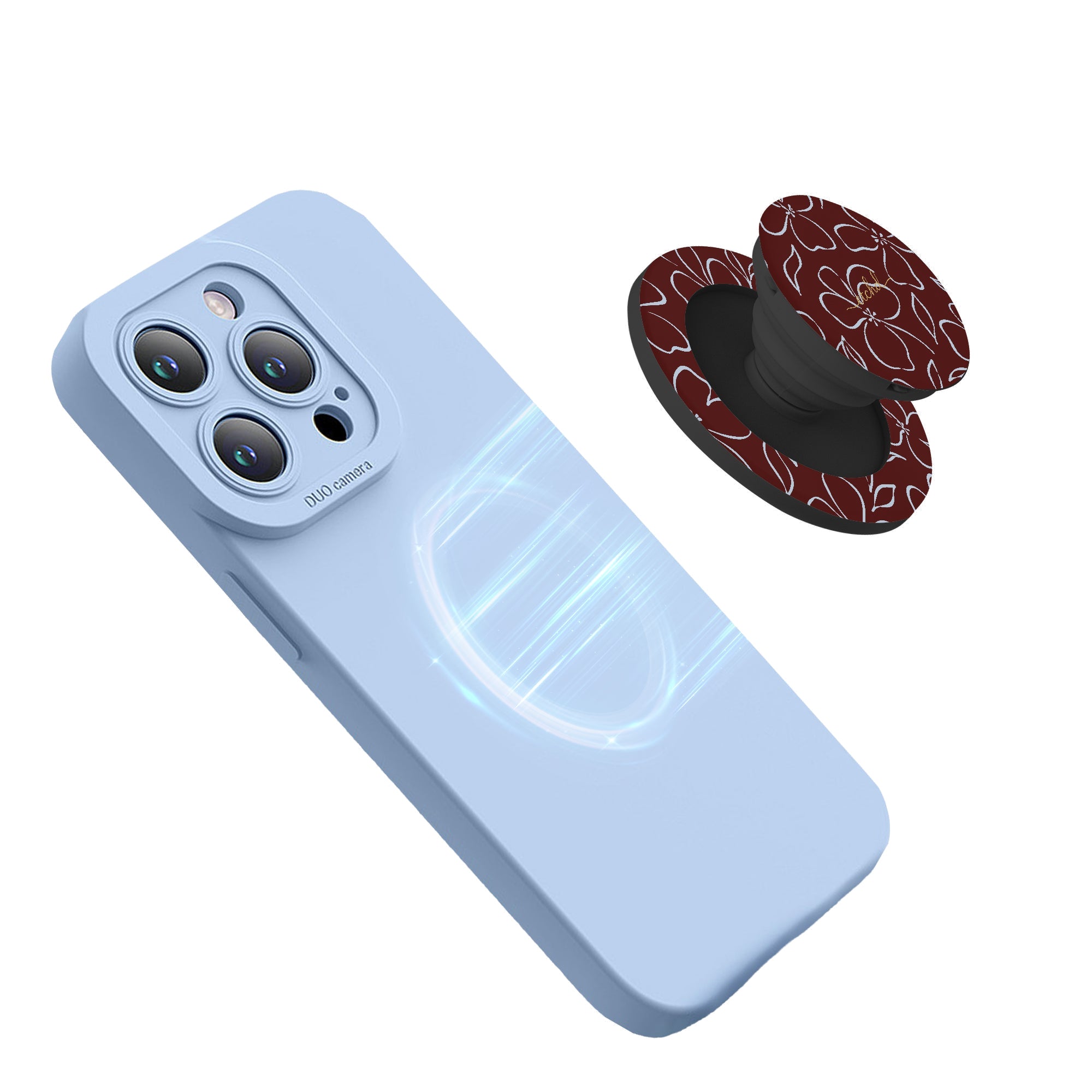Blue & Cherry Floral Phone Grip And Stand by etchd, view 5