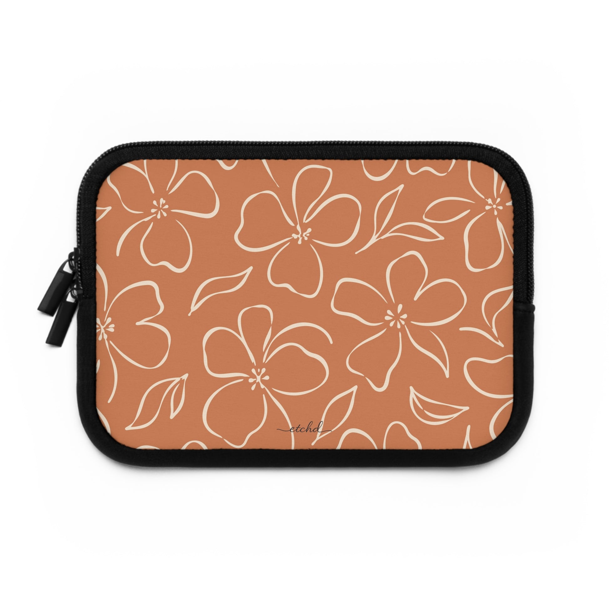 Terracotta & Cream Floral Custodia per laptop di etchd, vista 2