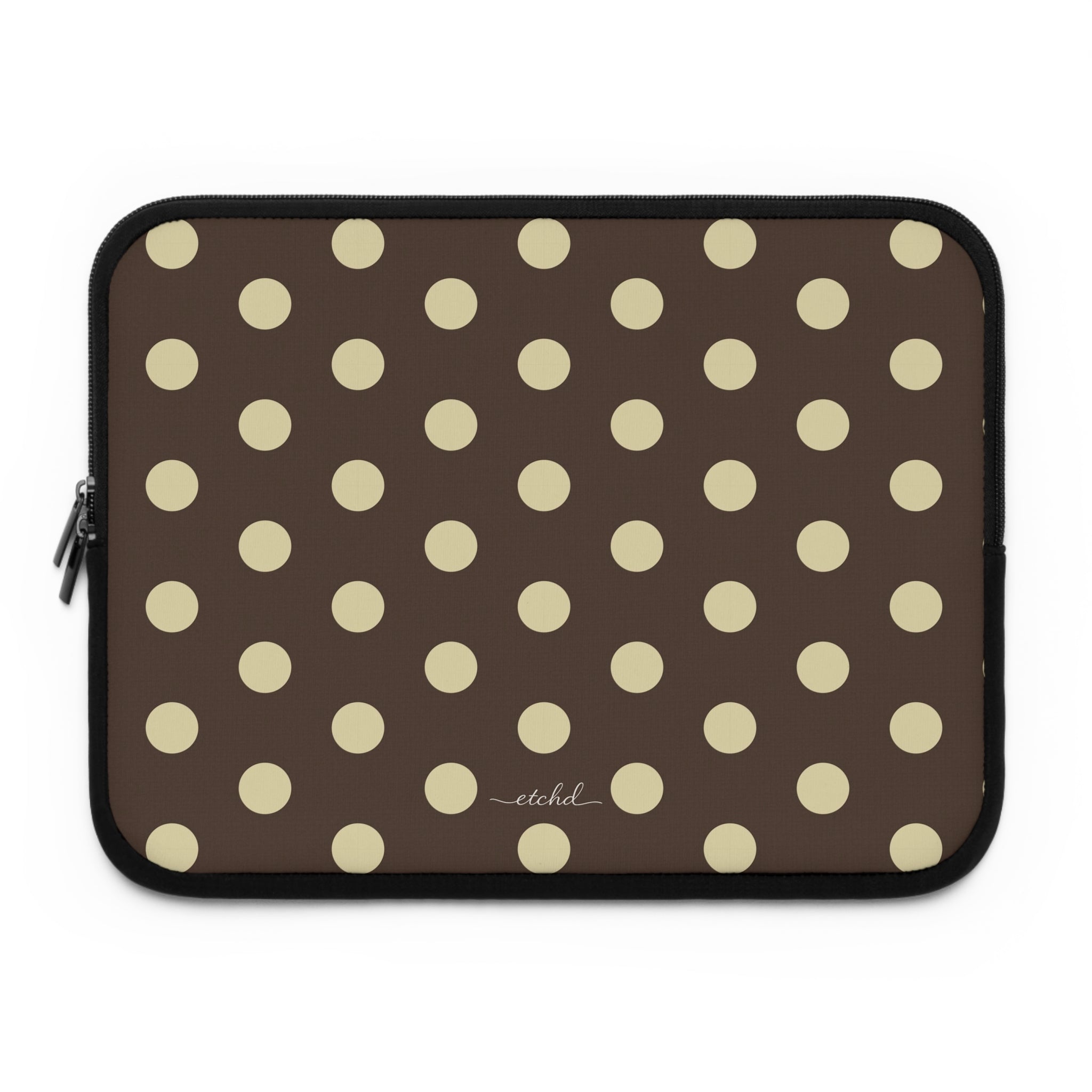 Brown And Butter Yellow Polka Dot Laptop Sleeve by etchd