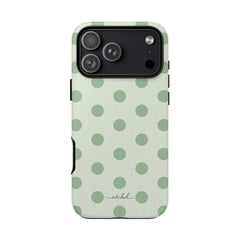 Sage & Cream Polka Dot Phone Case by etchd, view 186