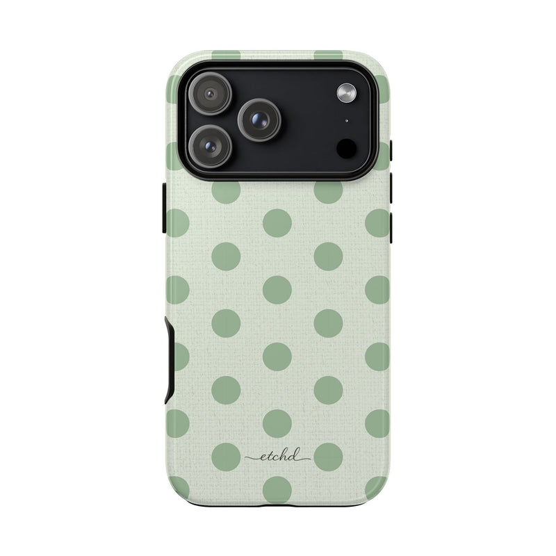 Sage & Cream Polka Dot Phone Case by etchd, view 186
