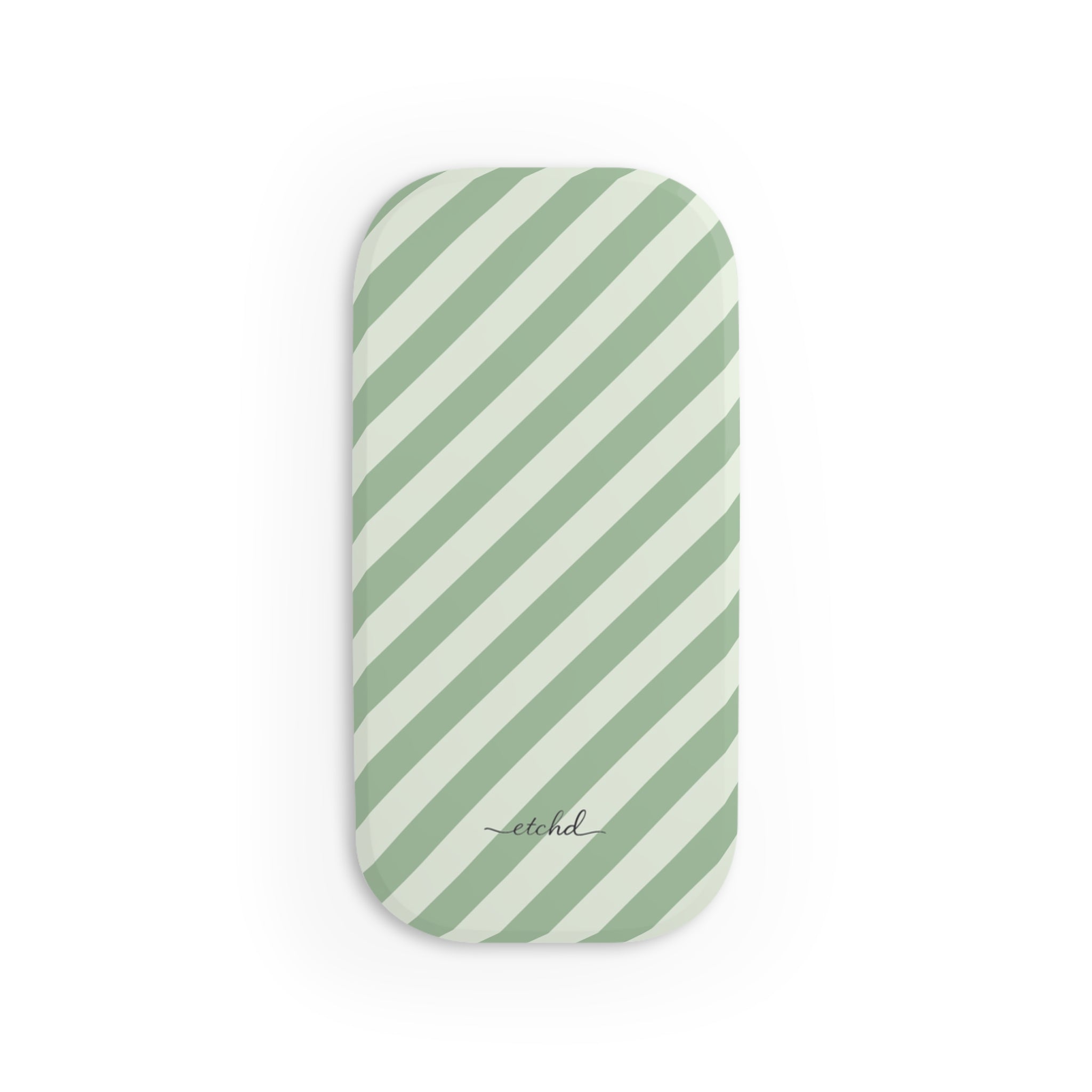 Sage & Cream Striped Diagonal Agarre clipsable para móvil de etchd, vista 2