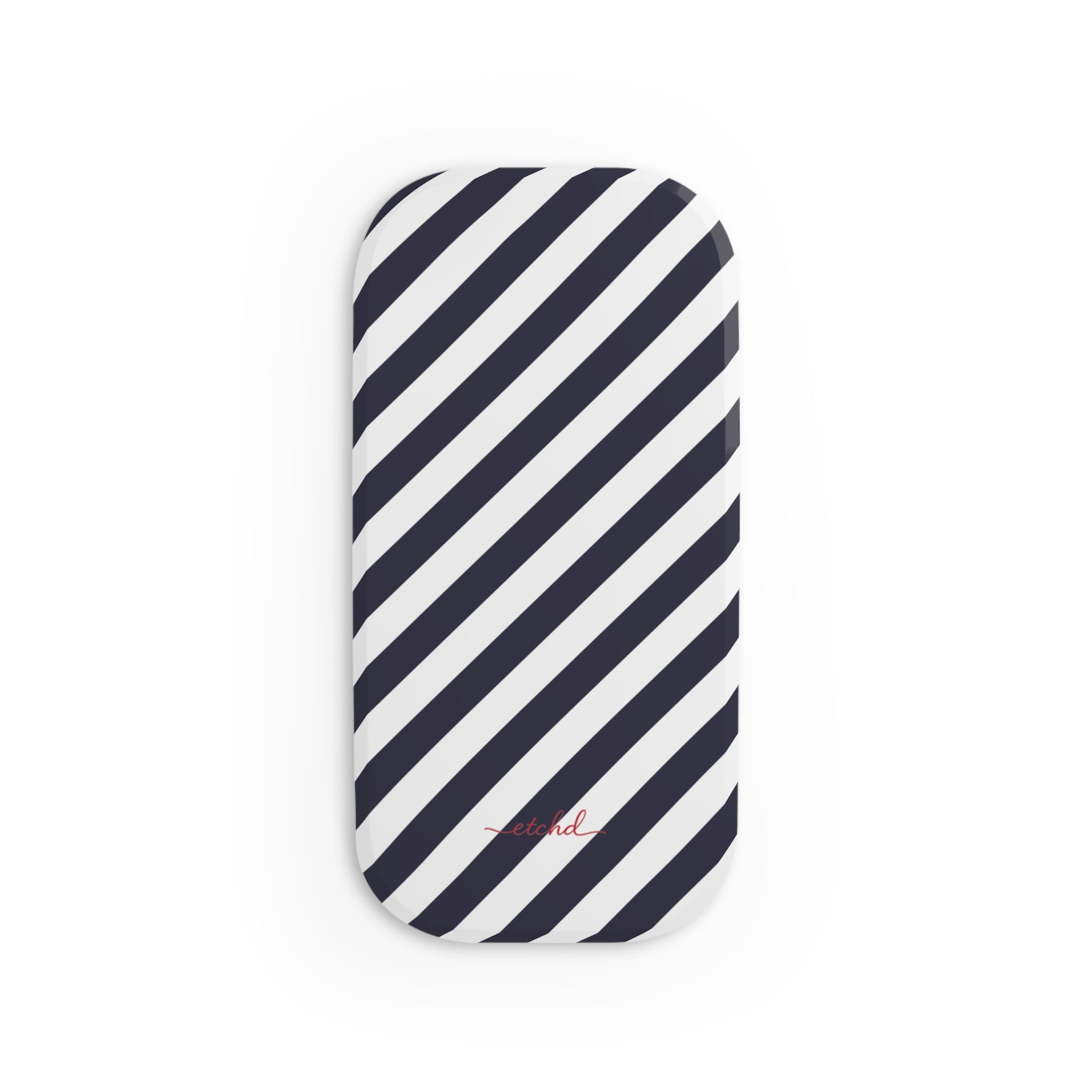 Navy & White Striped Diagonal Click-On Phone Grip by etchd, view 2