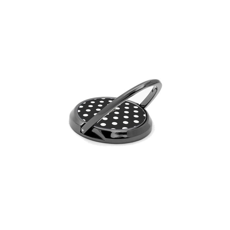 White & Black Polka Dot Ring-Halterung fürs Handy-zoom-
