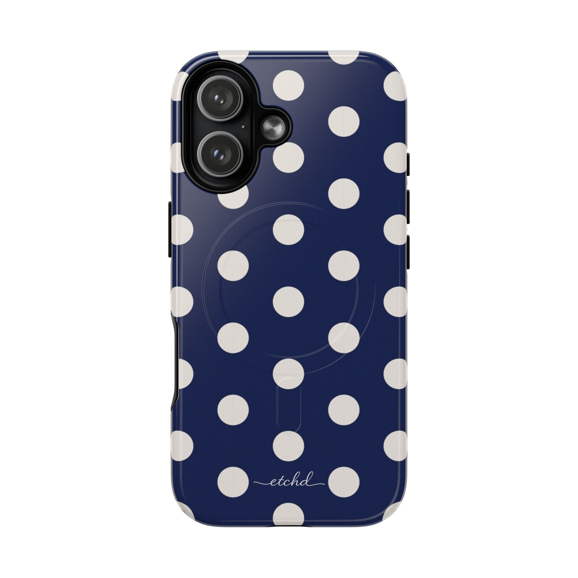 Cream & Navy Polka Dot Magnetic Phone Case by etchd, view 65