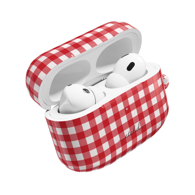 Classic Red & White Gingham AirPod Case by etchd, view 9