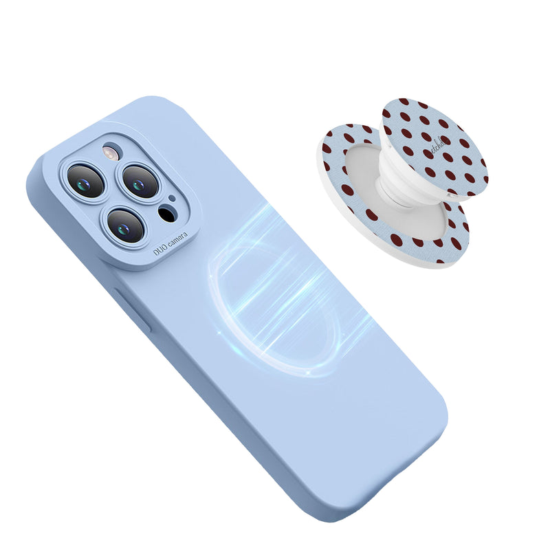 Blue & Cherry Polka Dot Support et Anneau de Maintien pour Téléphone-zoom-