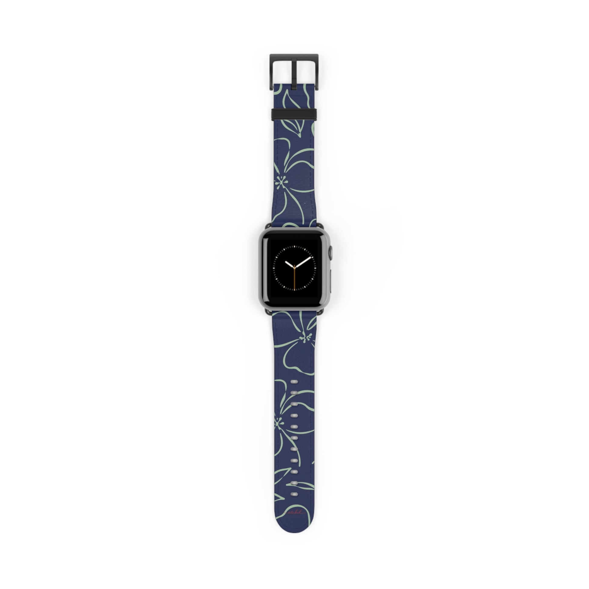 Navy & Sage Floral Smartwatch Strap by etchd