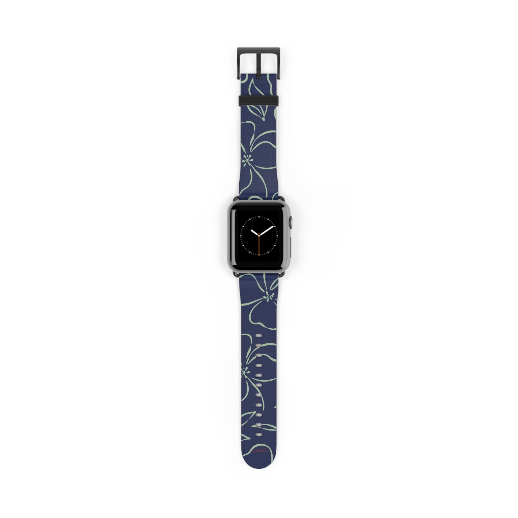 Navy & Sage Floral Smartwatch Strap by etchd
