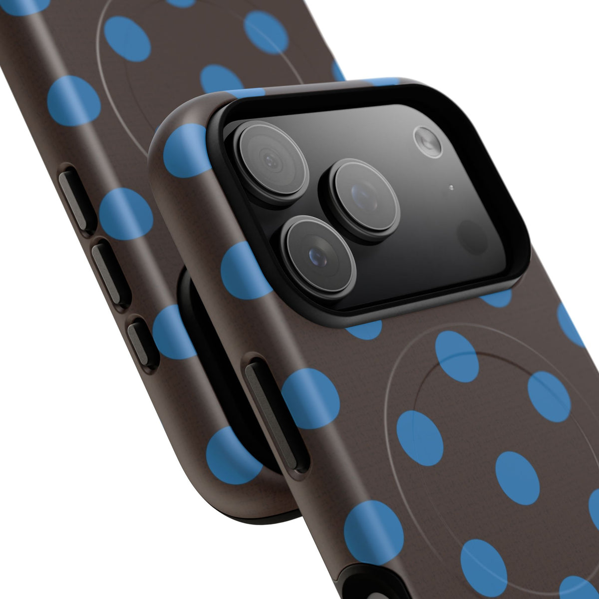Cerulean & Espresso Polka Dot Magnetic Phone Case by etchd, view 100